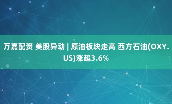 万嘉配资 美股异动 | 原油板块走高 西方石油(OXY.US)涨超3.6%