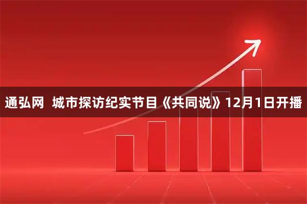 通弘网  城市探访纪实节目《共同说》12月1日开播